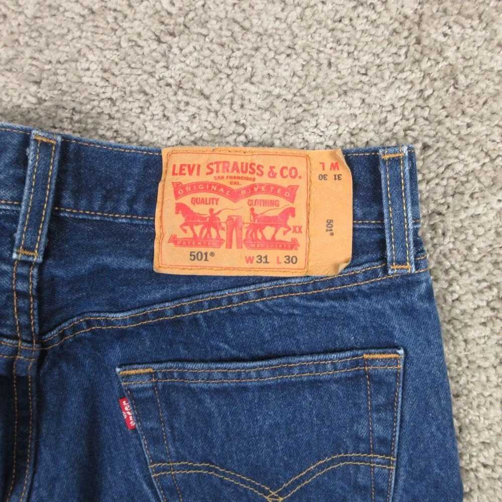 Levis Jeans Mens 29x27 (Tag 31x30) Blue 501 Button Fly Original Denim Pants